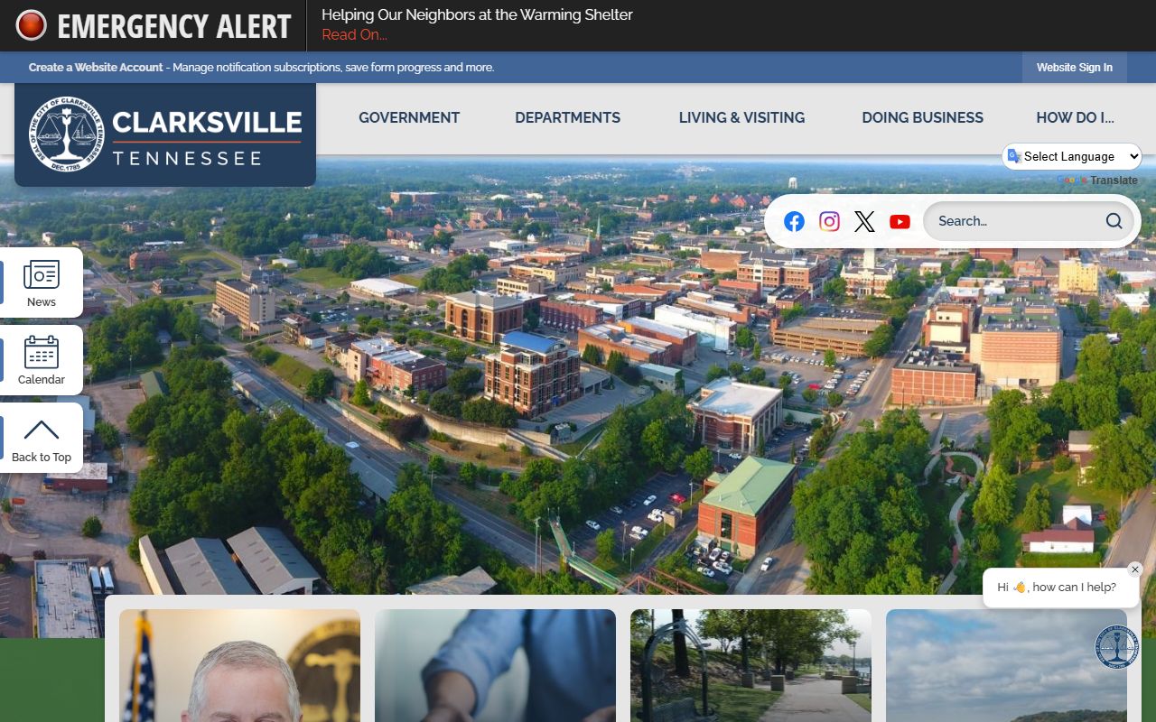 Clarksville death records support from the City of Clarksville government website
