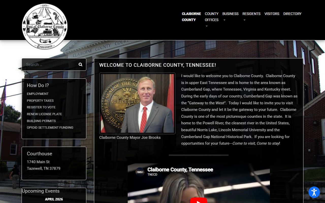 Claiborne County death records county government website